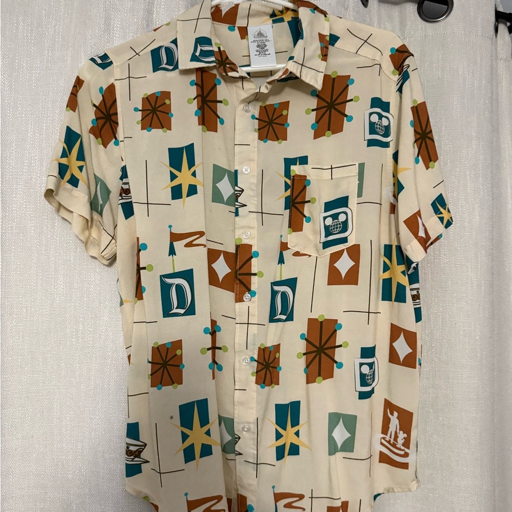Disney Parks Disneyland Patterned Men's Button Down